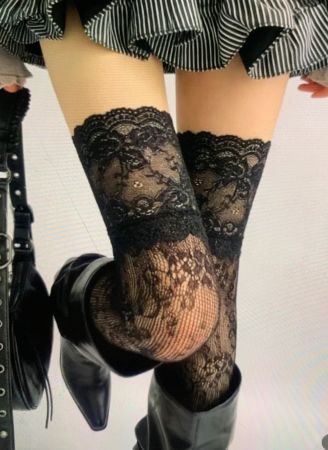 Glamour calze lunge di bell Pizzo👌1size-unisex-nuovo