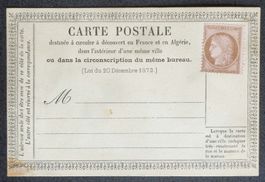 FRANCE 1871: Cérès 10 c neuf (*) sur carte
