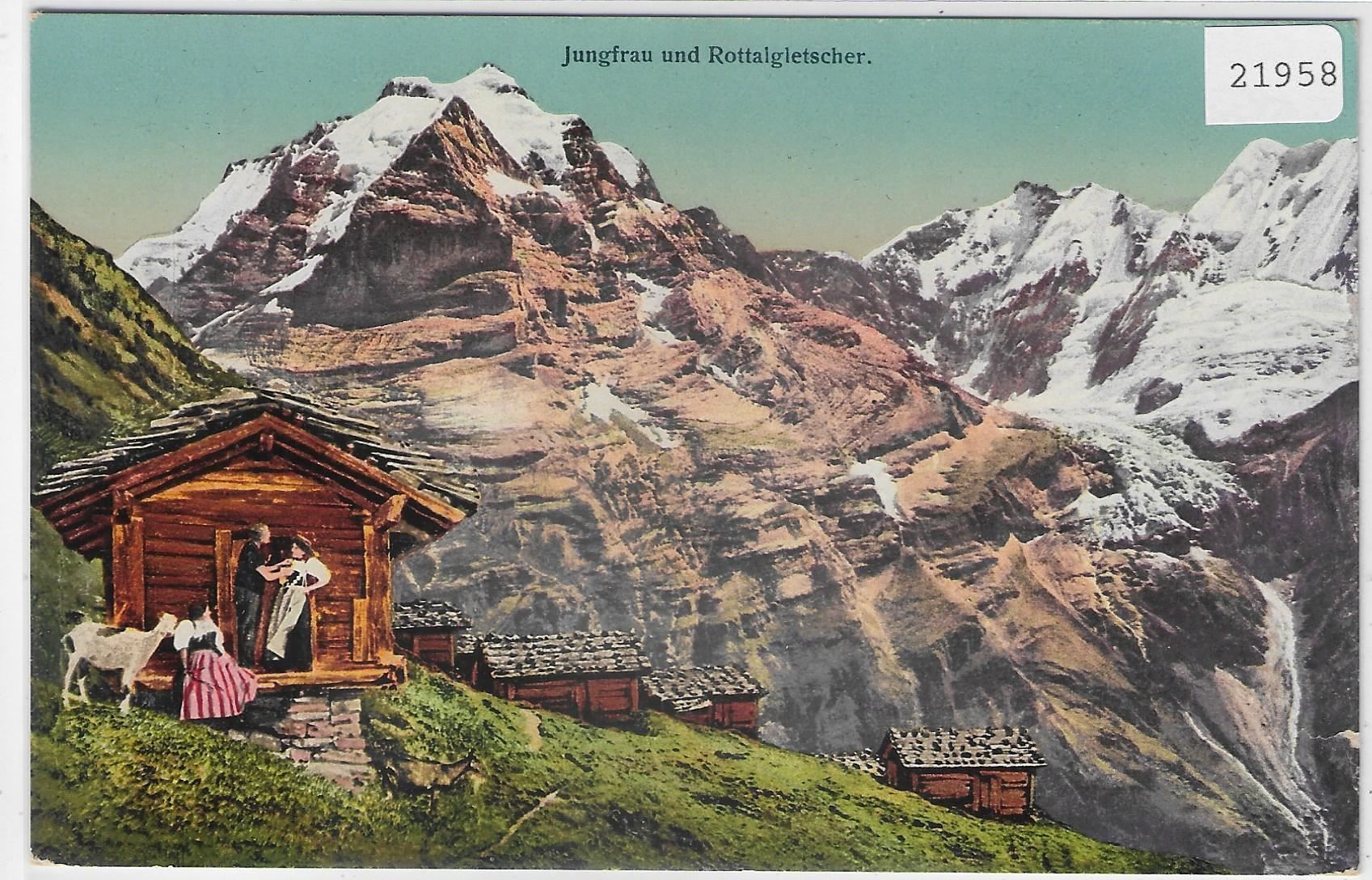 Cartoline postali: Jungfrau und Rottalgletscher - Ziege – Antico da Ettingen venduto da Kartenplanet
