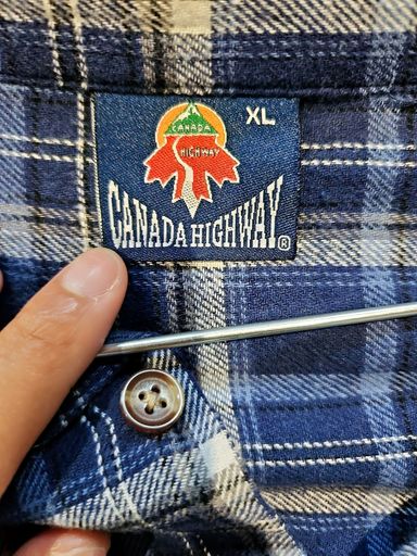Camicie: Canada Highway Blaues Kariertes Flanell Button-Down Hemd - – Usato da Zug venduto da vinokilo 4