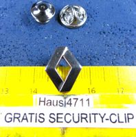 RENAULT AUTO LOGO PIN CUTOUT SILBRIG mit SECURITY-CLIP KLEIN