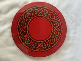 Runde Abdeckung für Herdpl. rot schwarz mit Muster ca. 20 cm
