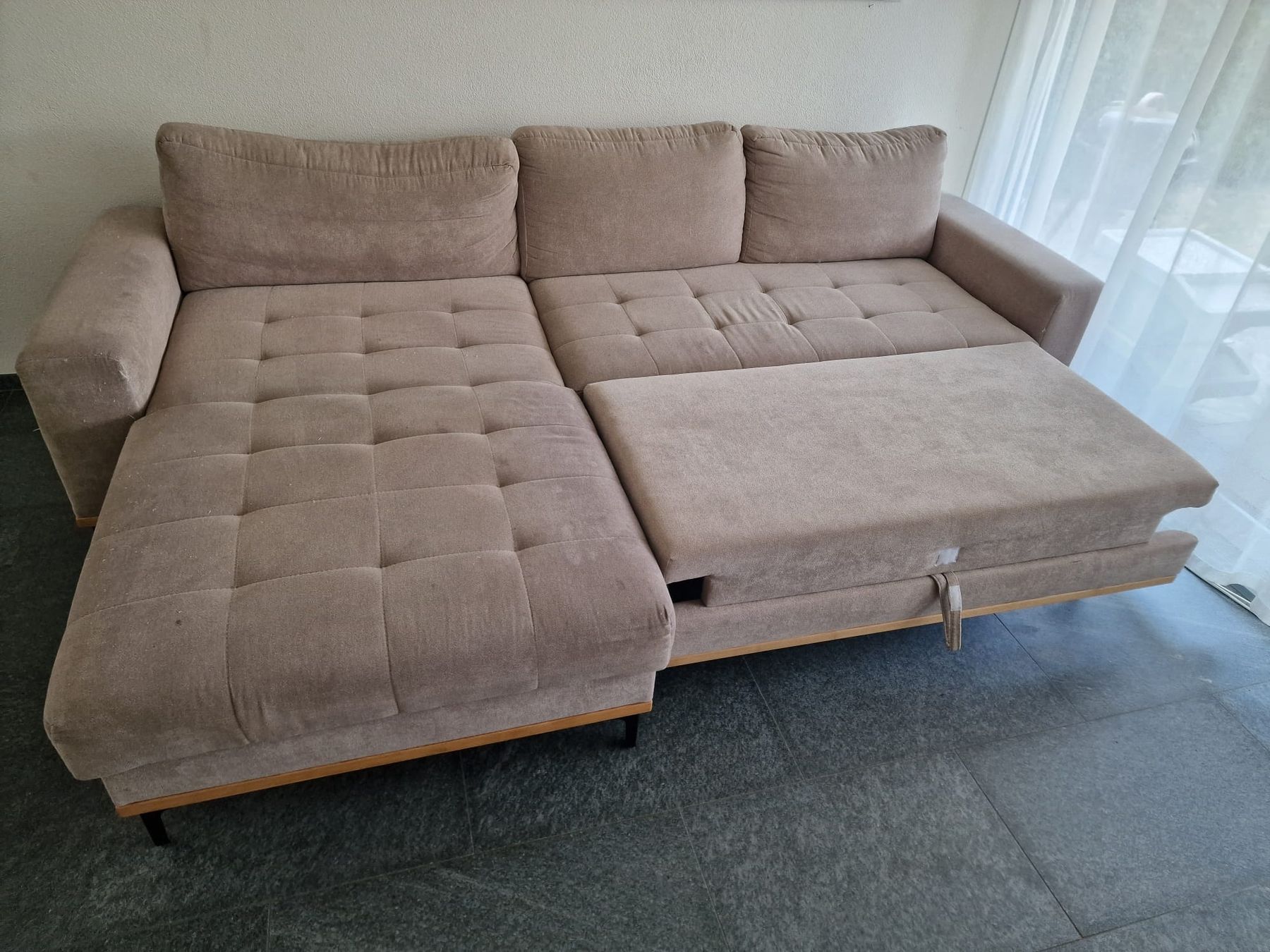Sofas: Ecksofa In Beige Mit Schlaffunktion Webstoff Beige – D'occasion à Hochdorf par Berry005 2