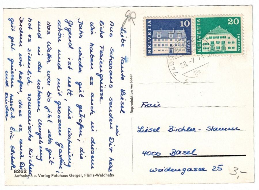 Ansichtskarten: Scharans, gelaufen 1971 – Gebraucht aus Frauenfeld von POML 1