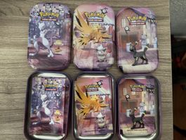 3 Pokemon Sammelkarten Mini Tins - ohne Booster, 30 Jahre