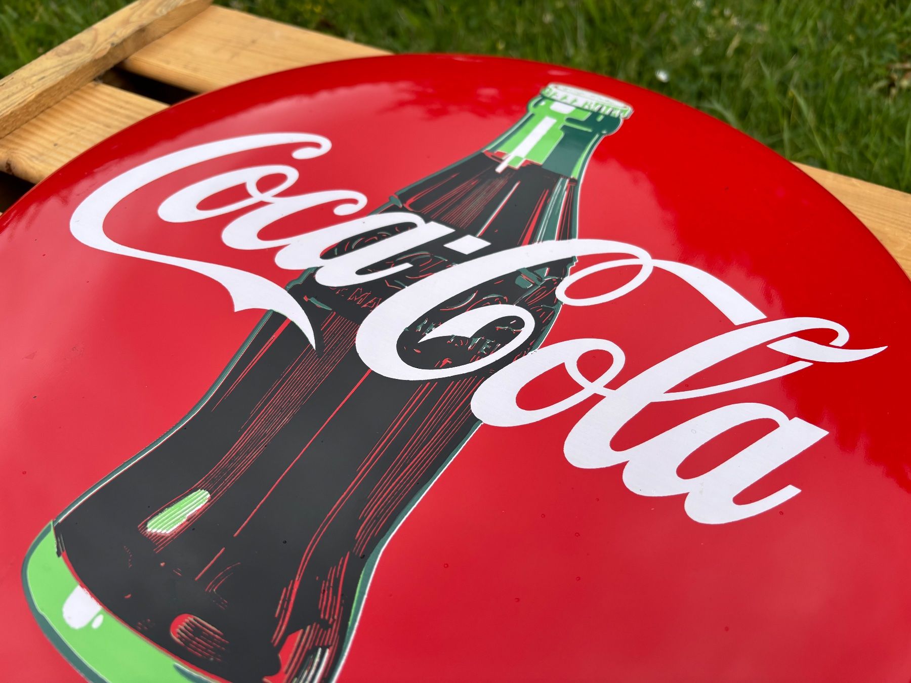 Coca-Cola Insegne: schönes rundes Coca Cola Vintage Blechschild – Usato da Feldbach venduto da Olive1 6
