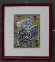Büchler Gallus M., Hund mit Flügel, Ölbild, Art Brut