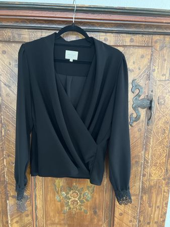 Sezane Damen Bluse schwarz Grösse 40 Spitzenbesatz