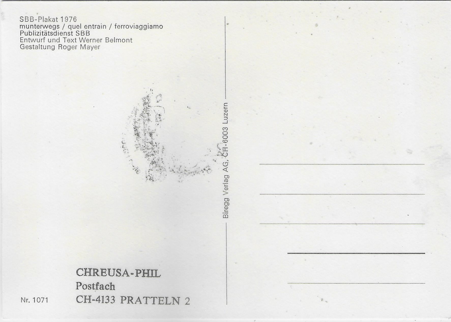 Ansichtskarten: SBB CFF FFS - Werbekarte - munterwegs – Gebraucht aus Ettingen von Kartenplanet 1