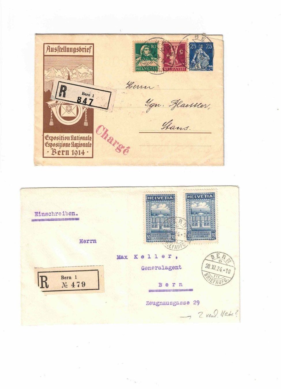 Alle Briefmarken: Zwei interessante R - Briefe !! – Gebraucht aus Bibern SH von Heinibuehrer