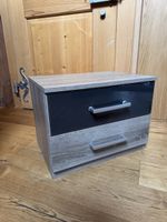 Nachttisch mit 2 Schubladen Holzoptik/Glas