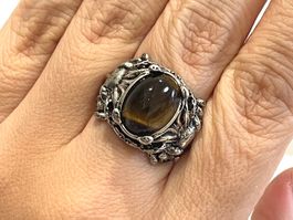 Tigerauge-Ring im Vintage-Stil