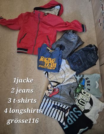 Kinder Kleiderpaket Jacke Jeans T-Shirts Grösse 116 10tlg