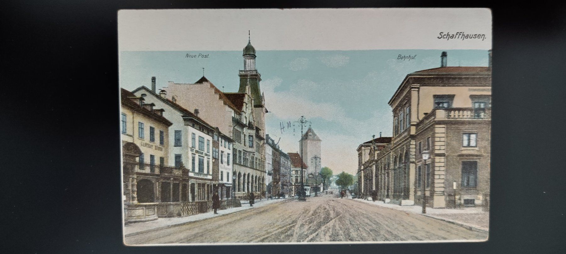 Cartoline postali: Bahnhof, neue Post, Schaffhausen, um 1910 – Usato da Ohmstal venduto da Lebensfreude05