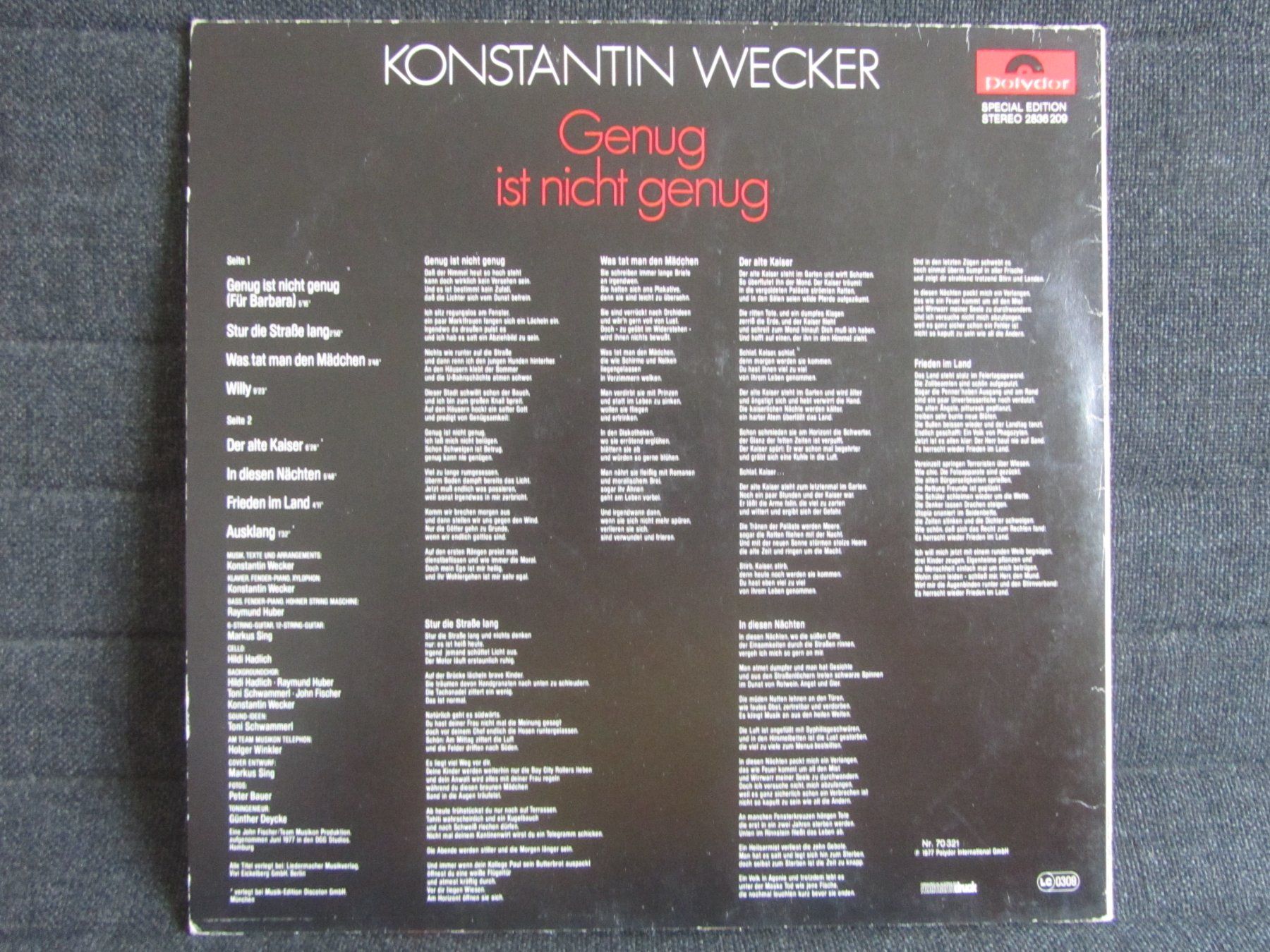 Schallplatten: Konstantin Wecker  - Genug ist nicht genug – Gebraucht aus Seengen von mikelele 5