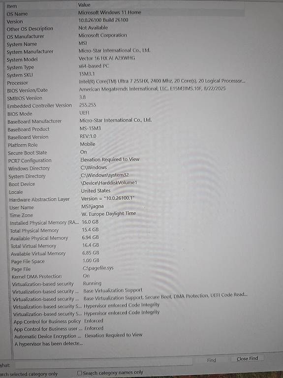 MSI Notebook: MSI Vector 16 HX AI A2XWHG – Usato da Wohlen AG venduto da jag_9cwj 4