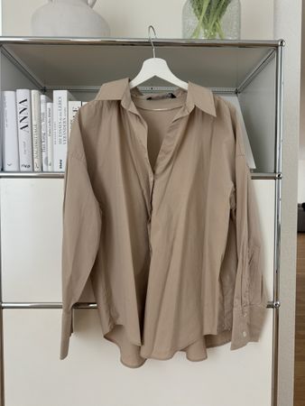 Zara Oversized Bluse, Beige, Grösse L - Neu