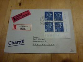 PJ 1948 ++ 4er Block J128 auf Brief
