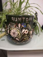 Rumtopf Keramik grün bemalt Vintage 20cm