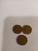 Lot de 3 pièces de 10 cents de Hong Kong, année 1985