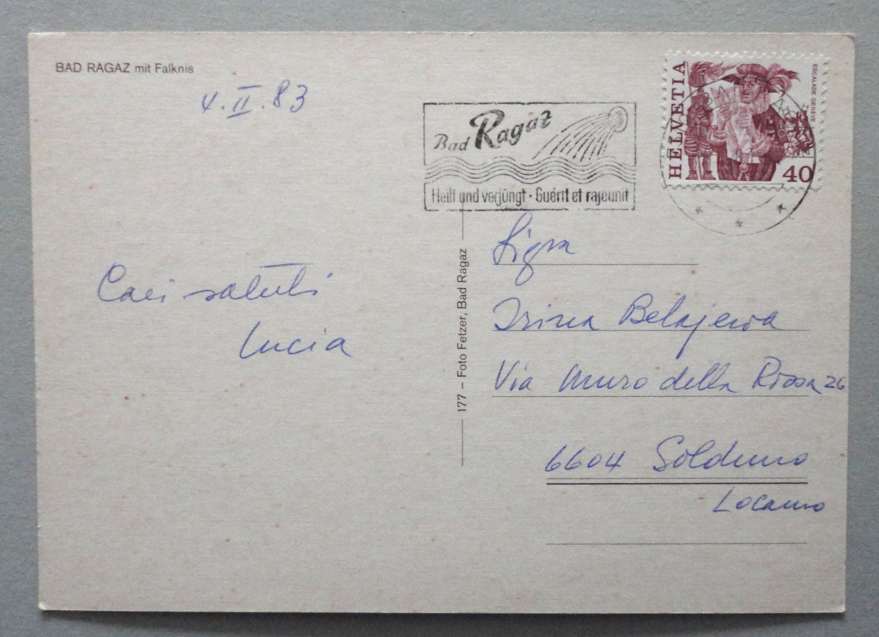 Cartoline postali: Bad Ragaz mit Falknis – Usato da Fétigny venduto da Billy2miny 1