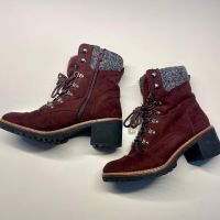 Winter Boots, Blockabsatz, Grösse 40, Rot Braun, Gefüttert