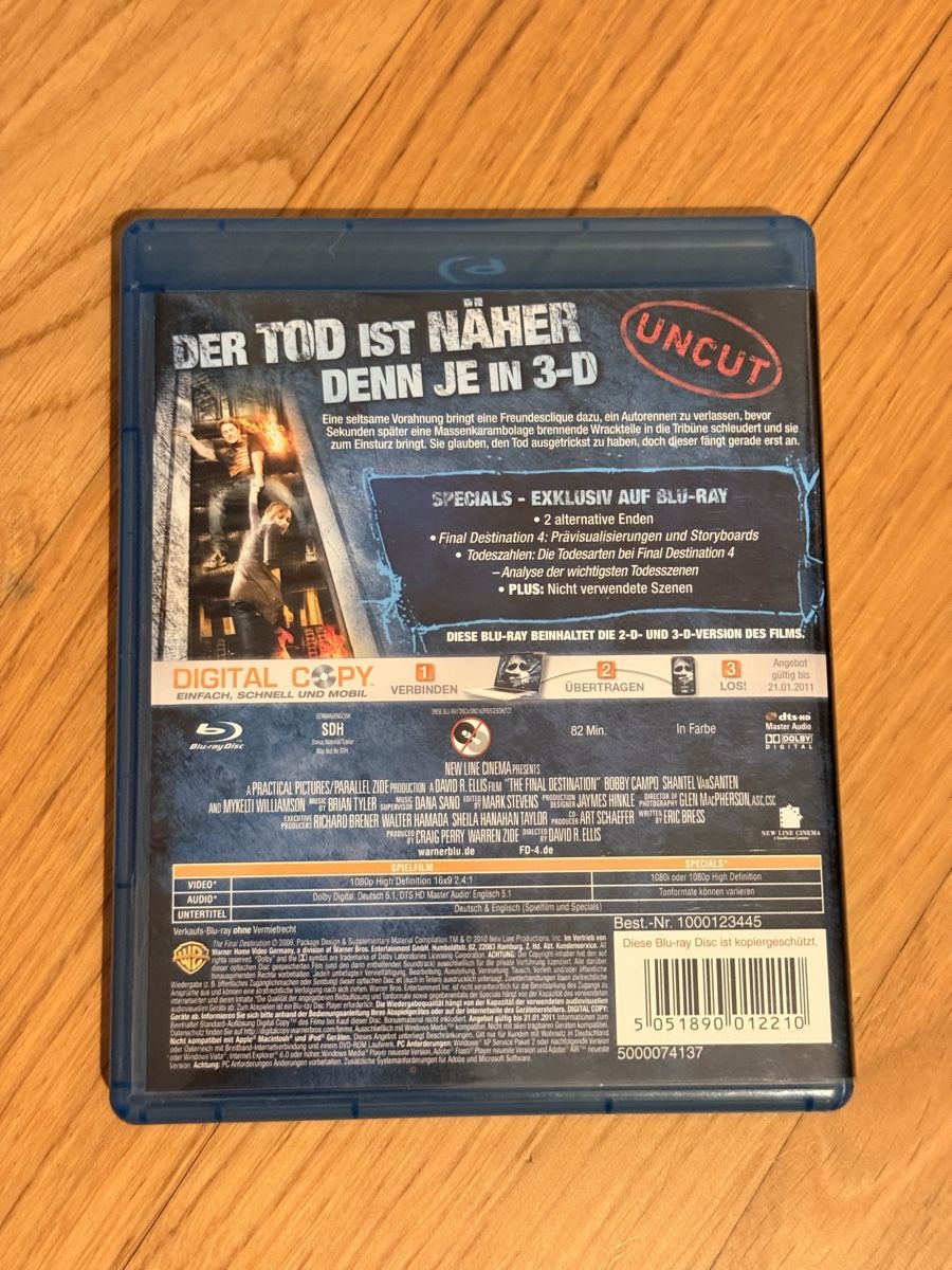 Tutti i DVDs: Final Destination 4 (2009) Blu-ray 3D + 2D UNCUT – Usato da Kölliken venduto da nerdorado 1