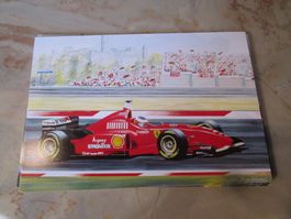 MICHAEL SCHUMACHER POSTKARTE AUF FERRARI