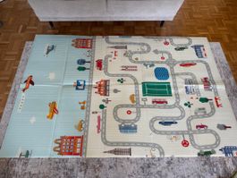Spielmatte Krabbeldecke mit Strassen und Waldtiermotiv guter