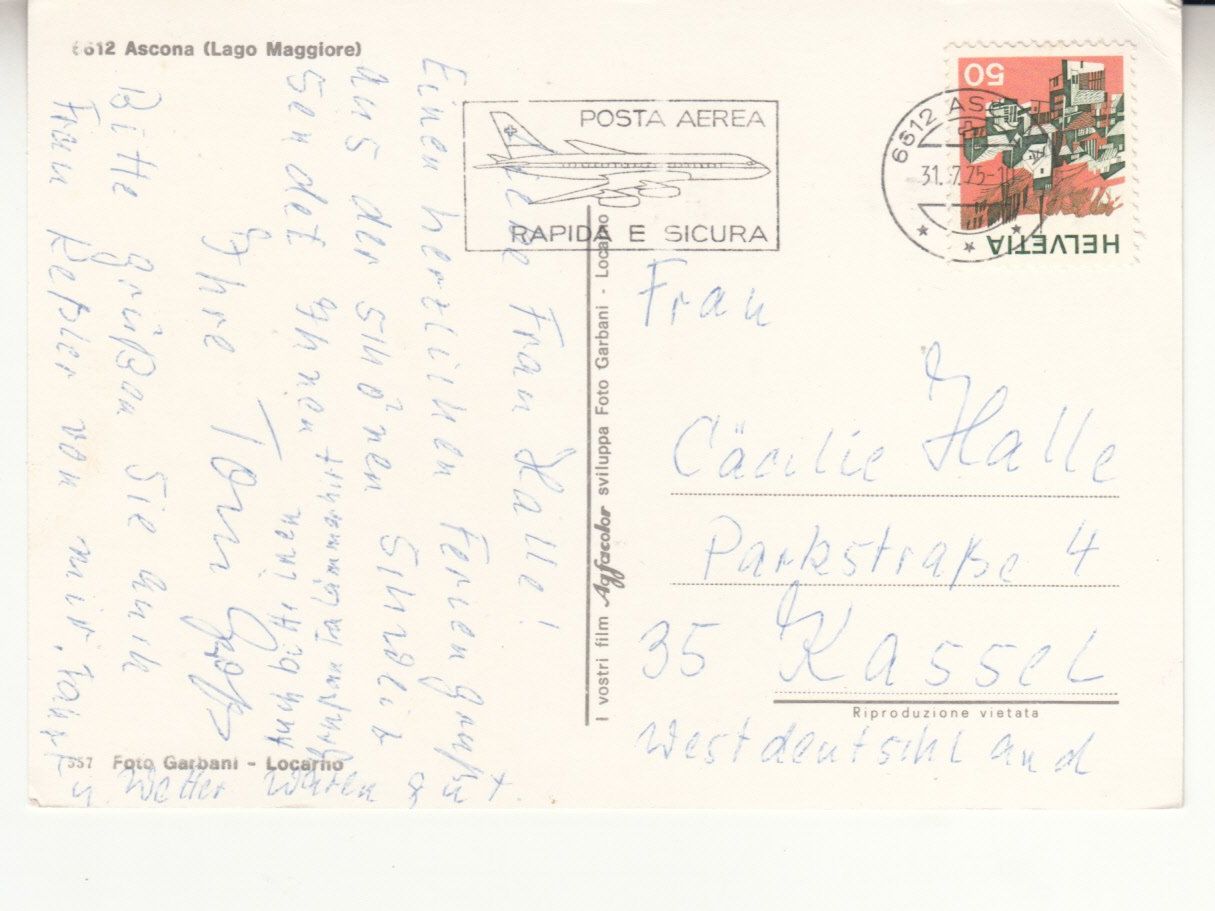 Ansichtskarten: Ascona 1975 – Gebraucht aus Bürglen TG von StampGraf 1