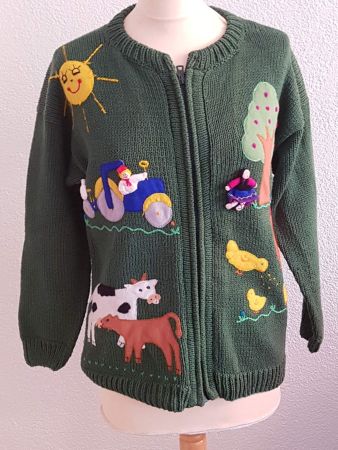 Jacke Strickjacke Ethno Gr. 14 Gr. 164 Bauernhof Peru Südam.