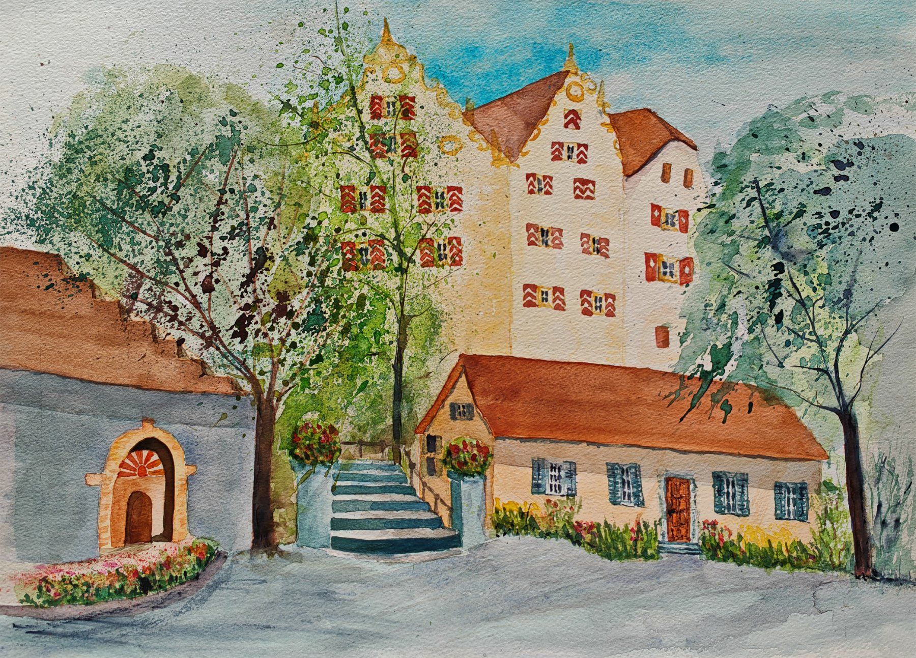 Dipinti: Schloss Wildegg, grosses Aquarell, 2004 – Usato da Zuerich venduto da Antiquarium