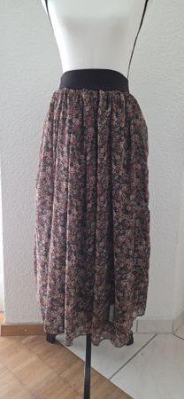 Sommerlicher Midirock mit Blumenmuster, one size