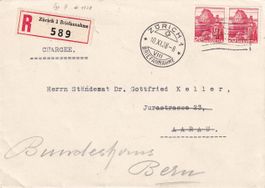 R-Brief (Vorderseite) an Ständerat Dr. Gottfried Keller 1938