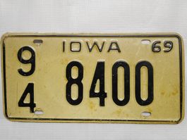 Iowa Nummernschild von 1969, Vintage Kennzeichen USA!