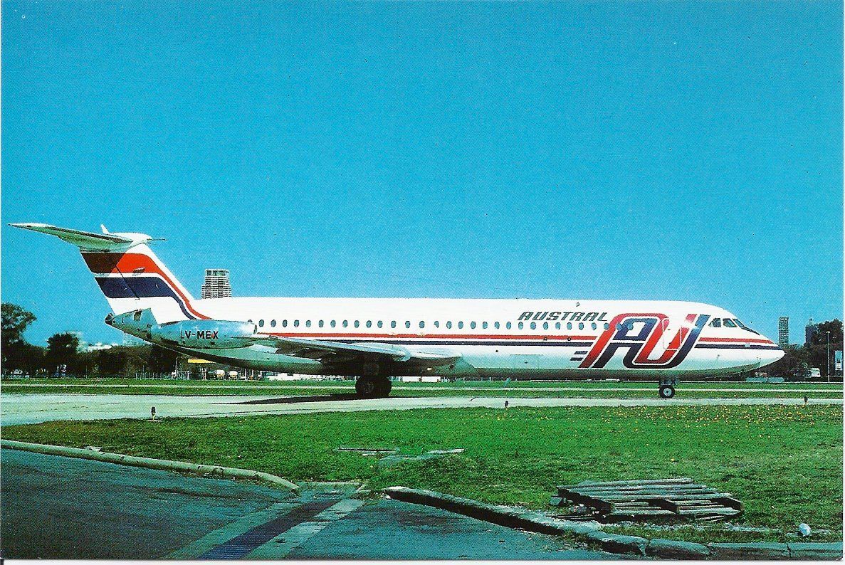 Cartoline postali: Austral BAC One-Eleven 518 FG LV-MEX – Nuovo e nell'imballaggio originale da Thun venduto da Abigboss