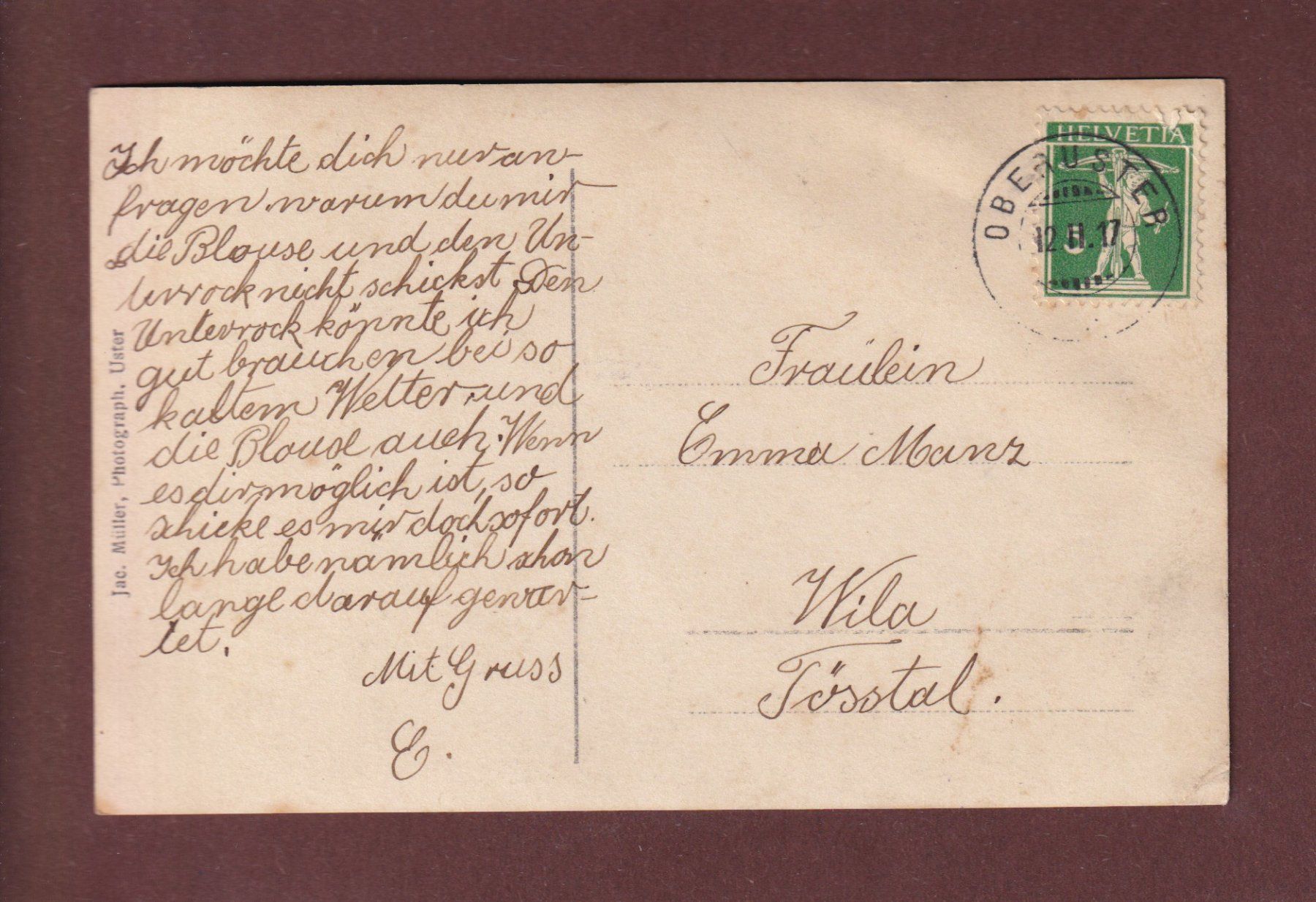Cartoline postali: USTER - Bezirkgerichtsgebäude - 1917 – Usato da Pully venduto da nicecards-shop 1