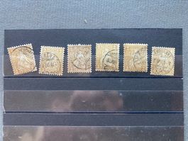Alte Schweizer Briefmarken, 2Rp, 1878-1881, 6 Stueck Top!