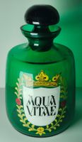 Vintage Glasflasche Aqua Vitae Grün Dekor Apotheke 16cm