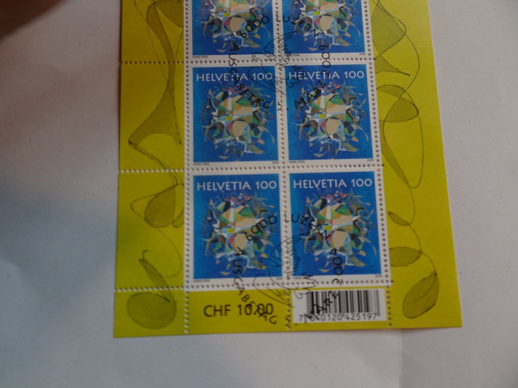 Alle Briefmarken: 2009, KLEINBOGEN HANS ERNI, AUSGABETAG – Neu (gemäss Beschreibung) aus Eschenbach SG von eDaisy 1