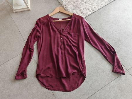 Chemisier bordeaux, manches longues, taille S
