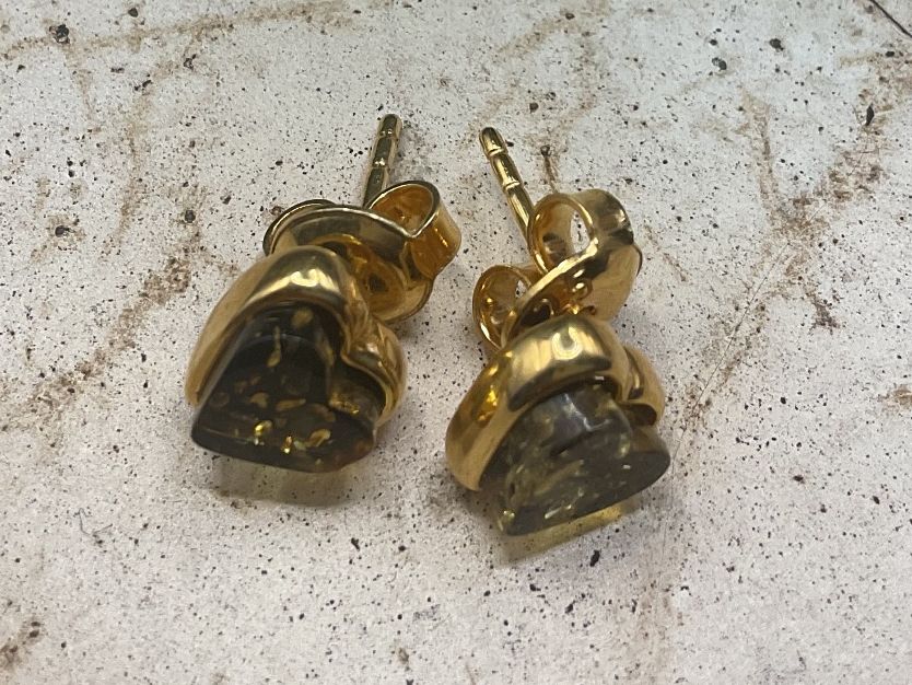 Orecchini pendenti & Orecchini a lobo: Ohrstecker Sterlingsilber mit Bernstein – Nuovo (secondo la descrizione) da Luzern venduto da S.Kern01