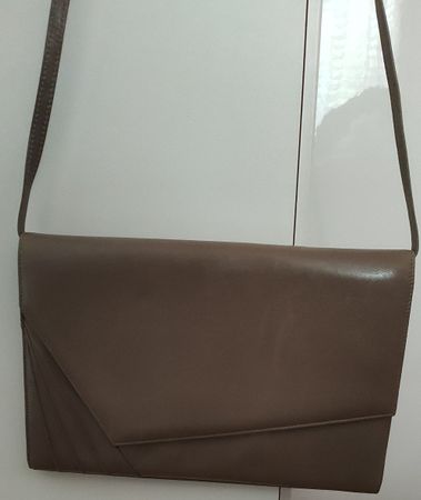 Vintage Bally Handtasche Leder taupe mit Umhängeriemen gebra