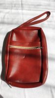 Braun-Rote Handgelenktasche Vintage&2Aussenfächer Kunstleder