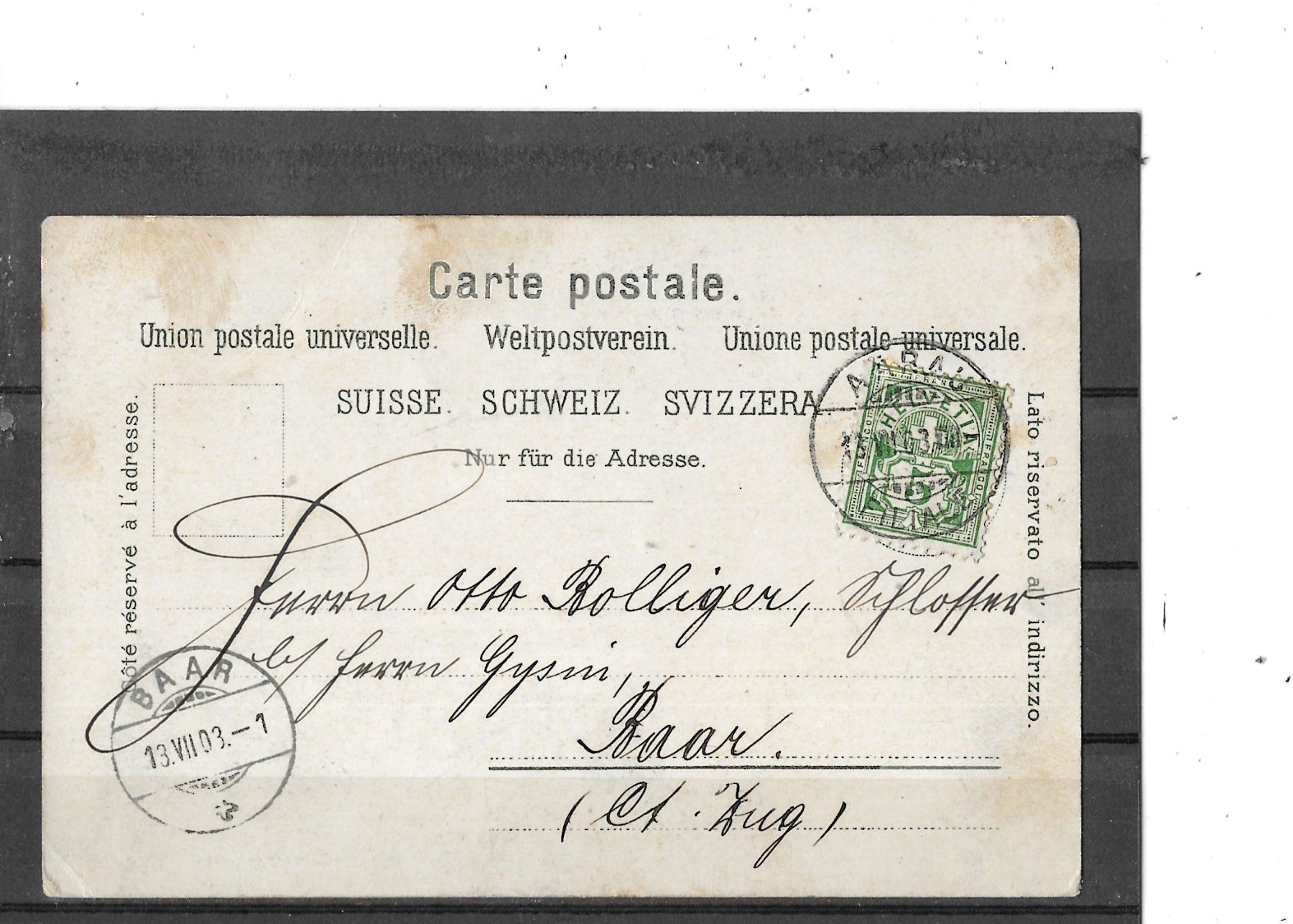 Ansichtskarten: AG Centenarfeier des Kanton Aargau 1903 – Gebraucht aus Schocherswil von Wilare 1