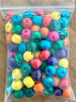 Bunte Holzperlen / Bastelperlen 8mm 100Stk.