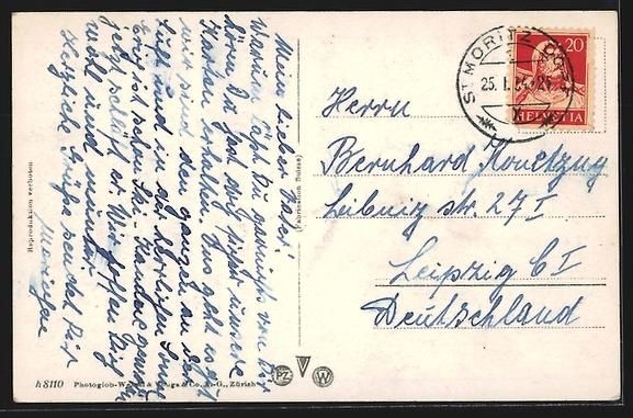Cartoline postali: St. Moritz, Gesamtansicht im Winter vom  – Usato da Berlin venduto da bartko-reher 1