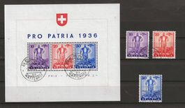 1936 : Pro Patria Block W8 + Serie W2 - W4