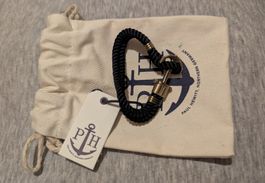 Neues Paul Hewitt Armband Schwarz/Gold Anker.