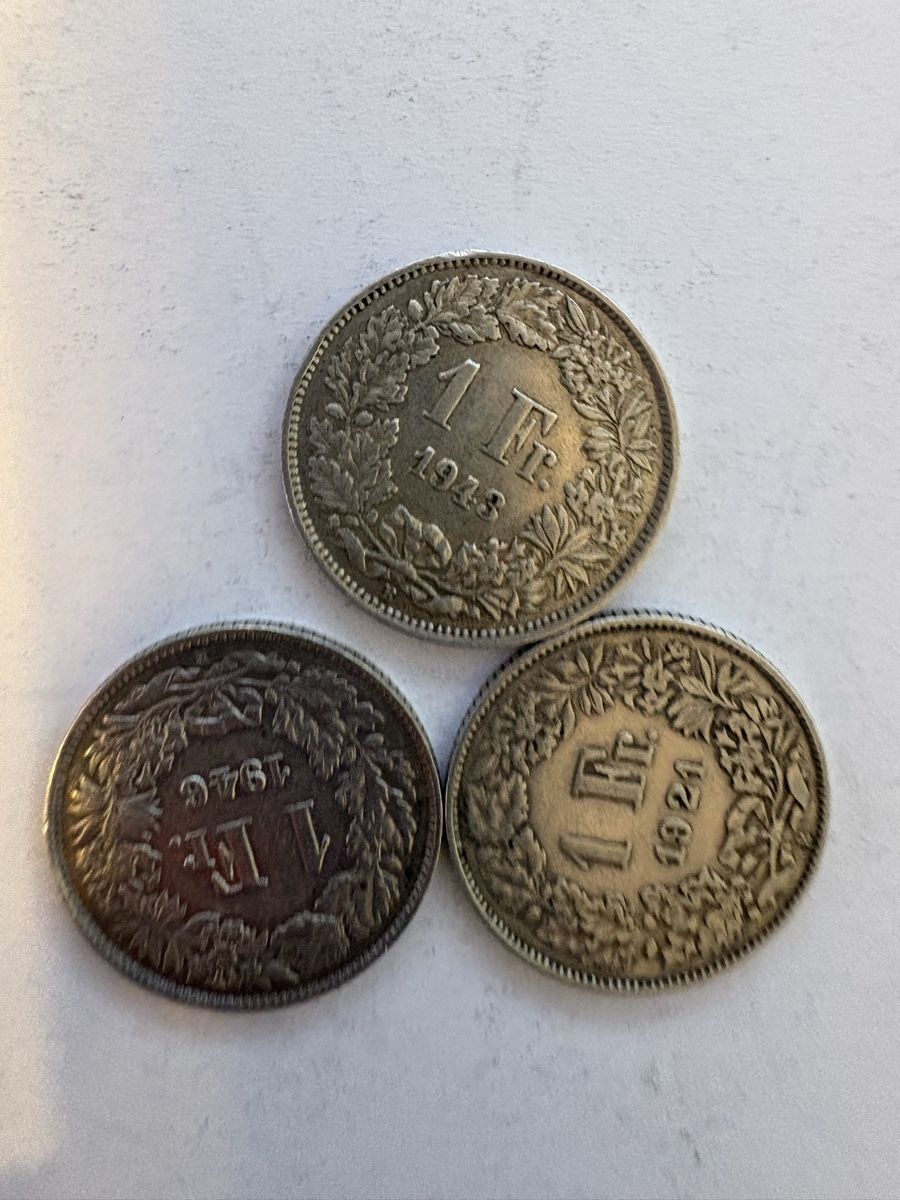 Alle Münzen: 1chf 1921/1943/1946 – Gebraucht aus Murten von Tzaugg